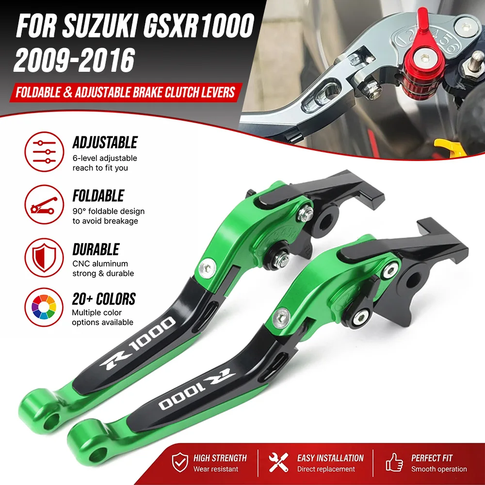 For SUZUKI GSX R1000 GSXR1000 gsxr1000 2009-2016 CNC Accessories Adjustable Folding Brake Clutch Levers Extendable Handles Lever