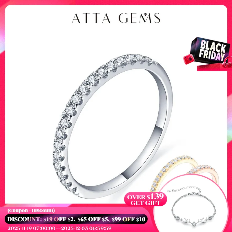 

ATTAGEMS 925 пробы Серебряное Белое золото круглое Отличное Кольцо из муассанита для девочек Коктейльные ювелирные изделия