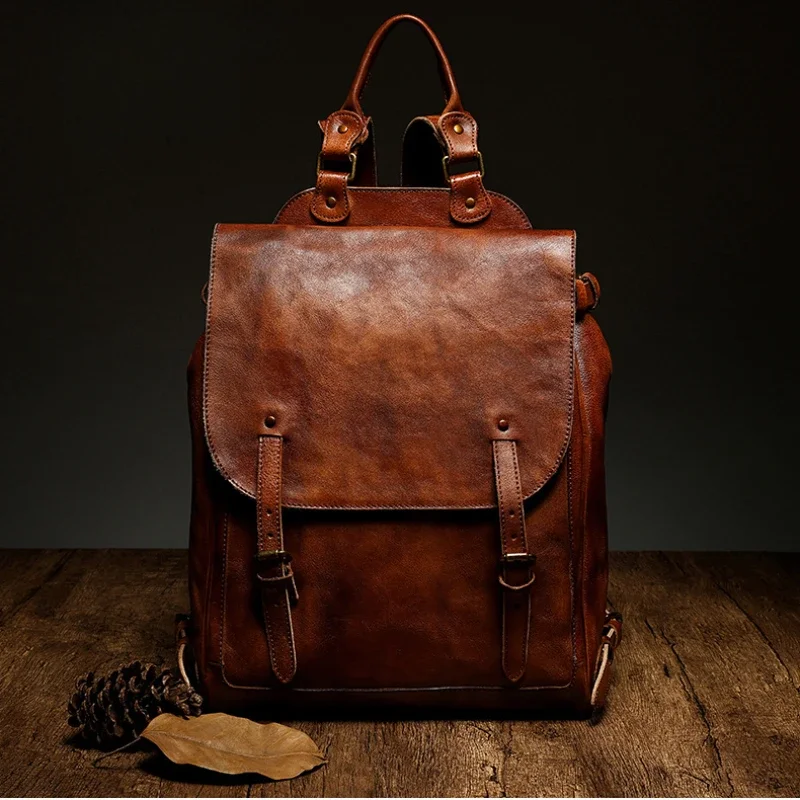 New Design Travel Bag Genuine Leather Men\'s Backpack Business Handbag Large Capacity Bags Laptop Backpack Bag Student School Bag