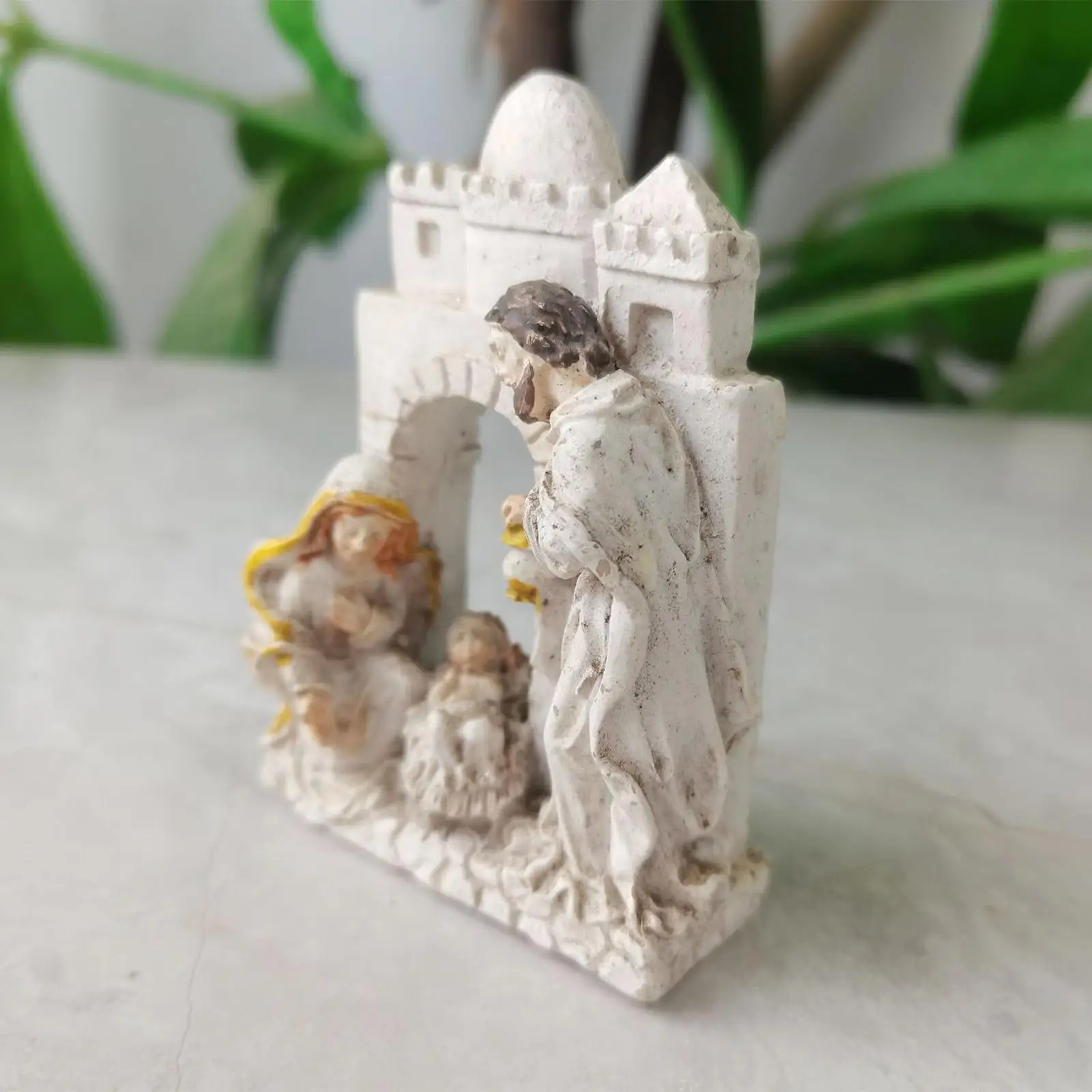 Resin Holy Family Statue Artwork Christmas Figure Desk Display Crafts Nativity