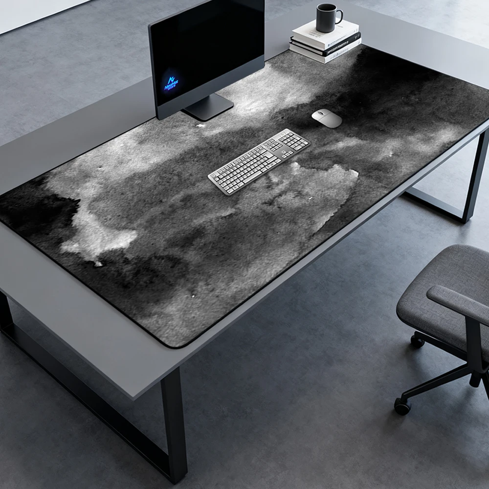 Monochrome Desk Pad Ink Full Mouse Mat 140x60 Abstract Gaming Large Deskmat Mousepad Nonslip Computer Accessories