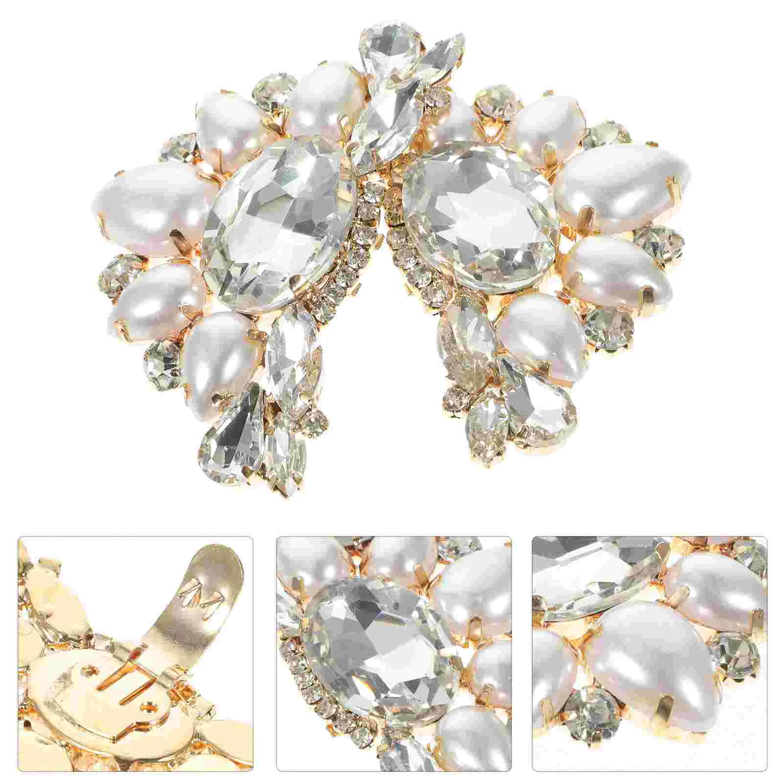 

2 Pcs Shoe Clip Accessories Jewelry Crystal Shoes Buckle Clips for Pumps Heel Brides on Embellishments Pearl Rings