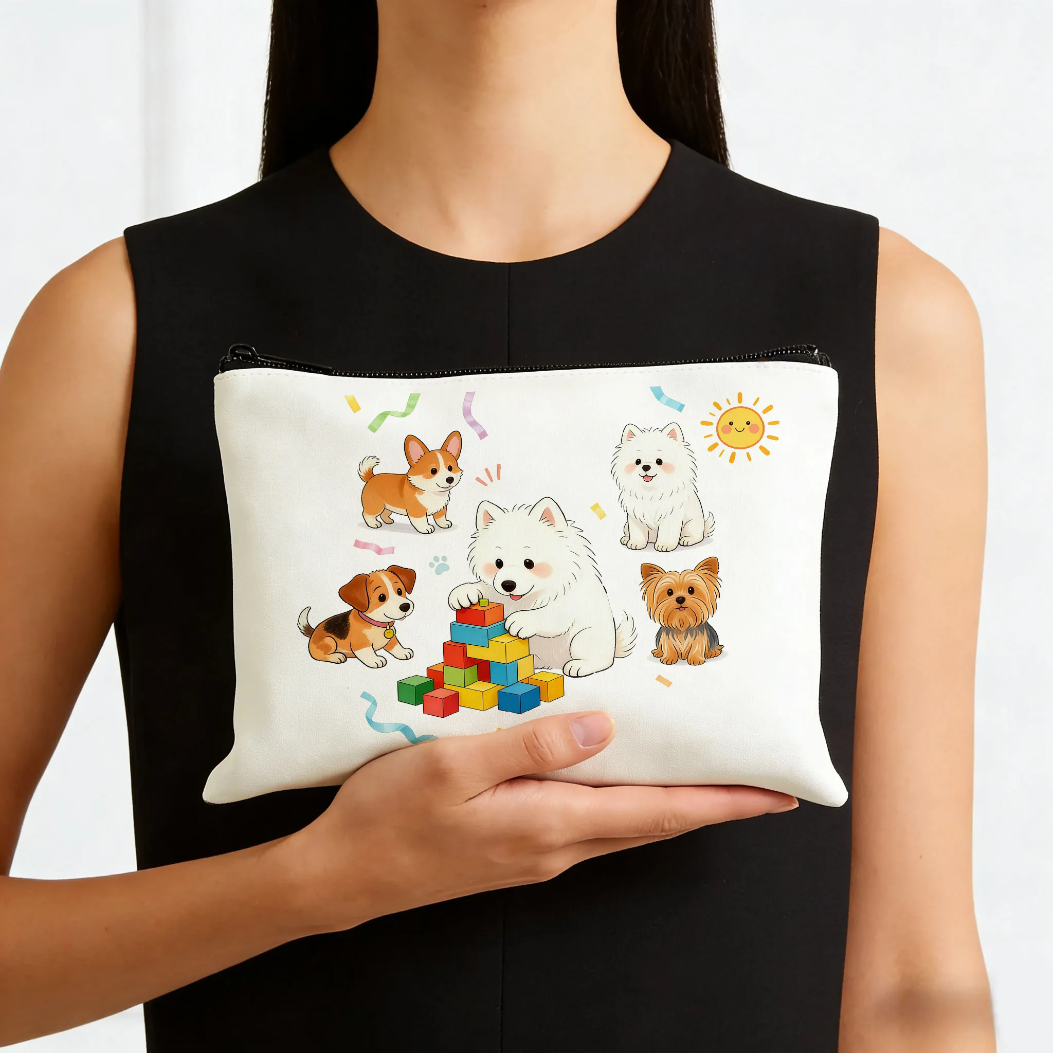 

1PC Samoyed puppy themed travel bag, multi-purpose makeup bag and pencil case, suitable for travel and storage