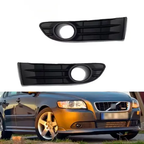 2Pcs Front Bumper Fog Lamp Grille for Volvo S40 V50 S50 2008-2012 Fog Light Cover Shade Bezel Grill Mesh 30744919 30744920