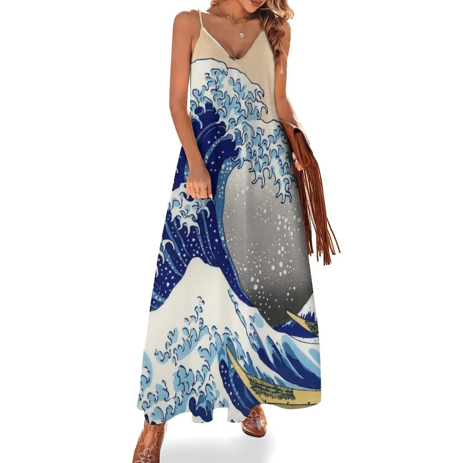 

The Great Wave off Kanagawa by Katsushika Hokusai Sleeveless Dress summer women's suit Woman clothes