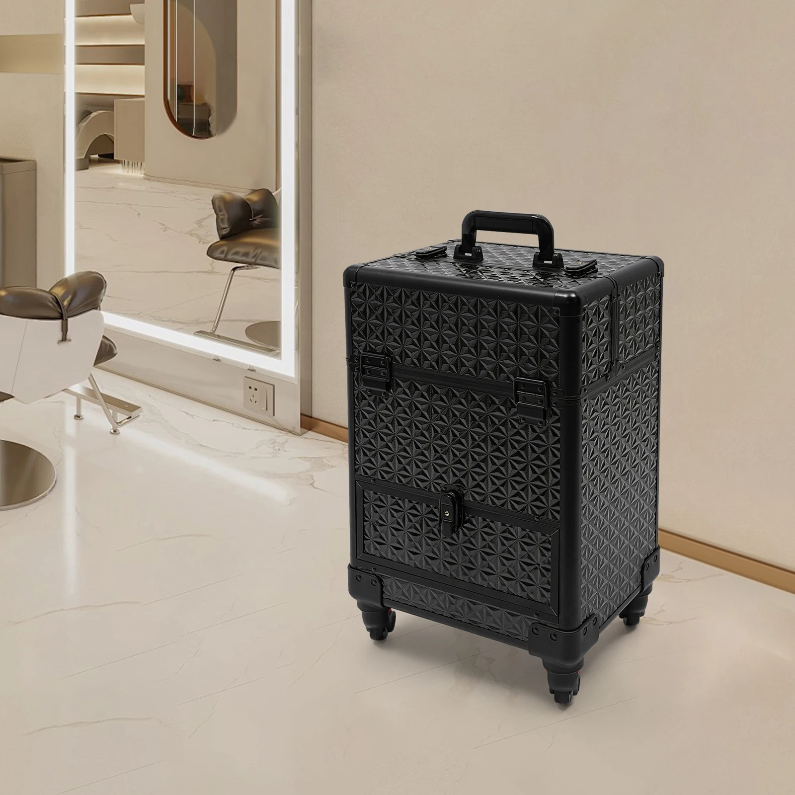 

Black Rolling Nail Case, Portable Manicure Organizer Trolley for Traveling Technicians