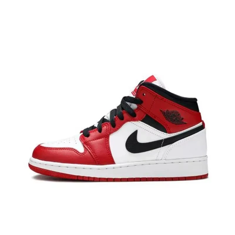 

Air Jordan 1 Mid 'Chicago'Red And White GS Size For Women Retro Classic Basketball Shoes Sneakers 554725-173