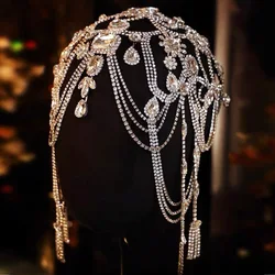 CUIER Elegant Crystl Fringe Headpiece for Women Wedding Hair Jewelry Tassel Aaccessories for Party Festival