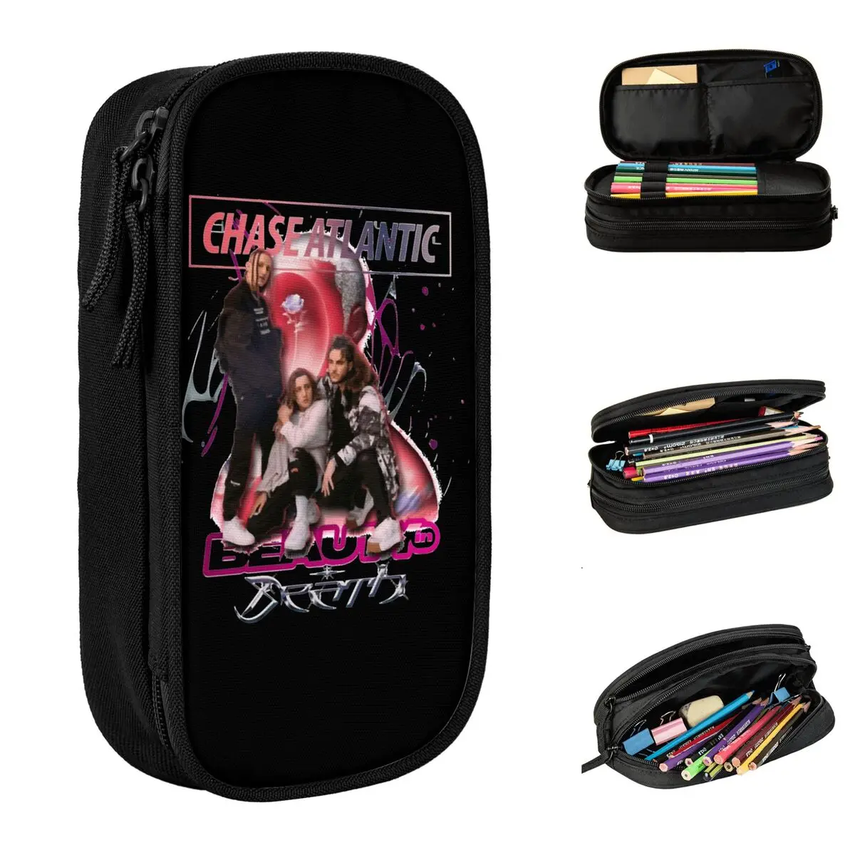 Creative CHASE ATLANTIC TOUR Music Concert Pencil Case Pencil Box Pen Box for Girl Boy Large Storage Bag Students School Gifts