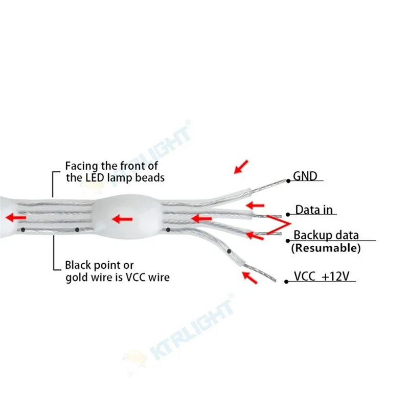 12V 4pin WS2815 Seed Pixel Outdoor LED String Lights Backup Data Wire Individually Addressable RGB Indoor Festivals Accessories