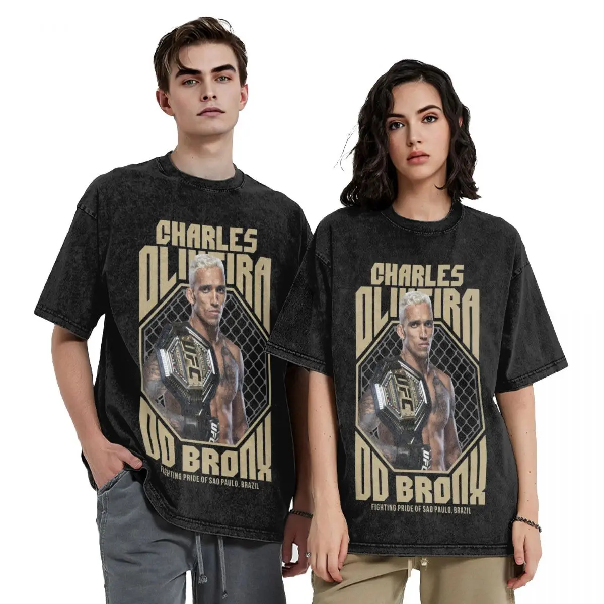 Printed CHARLES OLIVEIRA Do Bronx Brazil Boxer Washed Shirt Apparel Oversize T-Shirts Men Women Tees