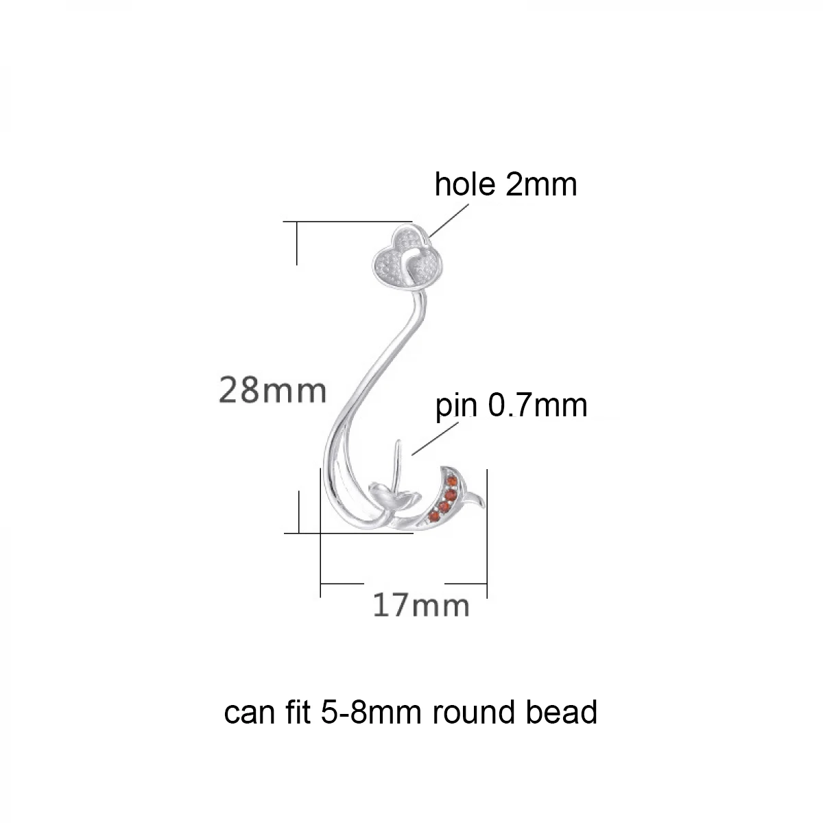 Solid 925 Silver Pearl Pendant Base fit 5-8mm Round Drilled Beads DIY Necklace Blank Pendant Embed Jewelry Accessories