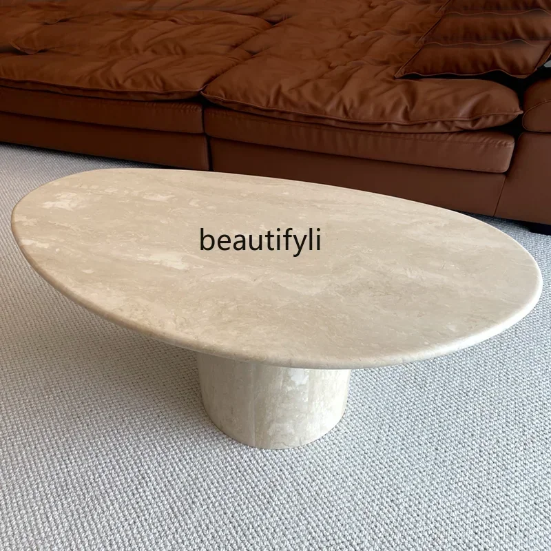 A53 Wabi Sabi Chinese ancient style modern simple retro coffee table round heart shaped special shaped Italian marble