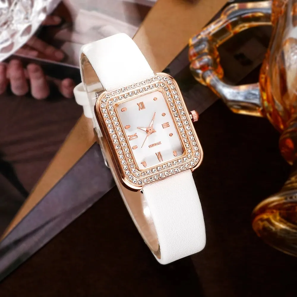 Women Fashion Quartz Watch Female Clock Square Dial Luxury Brand Design Women Watches Simple Ladies Wrist Watch Jewelry Set