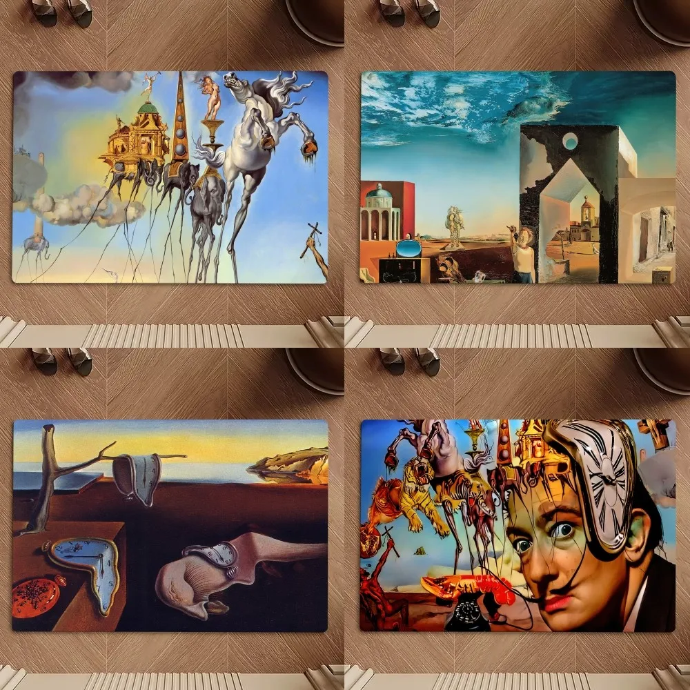 Art Salvador Dali Paint Floor Mat Bedroom Kitchen Door Bath House Super Absorbent Foot Non-slip