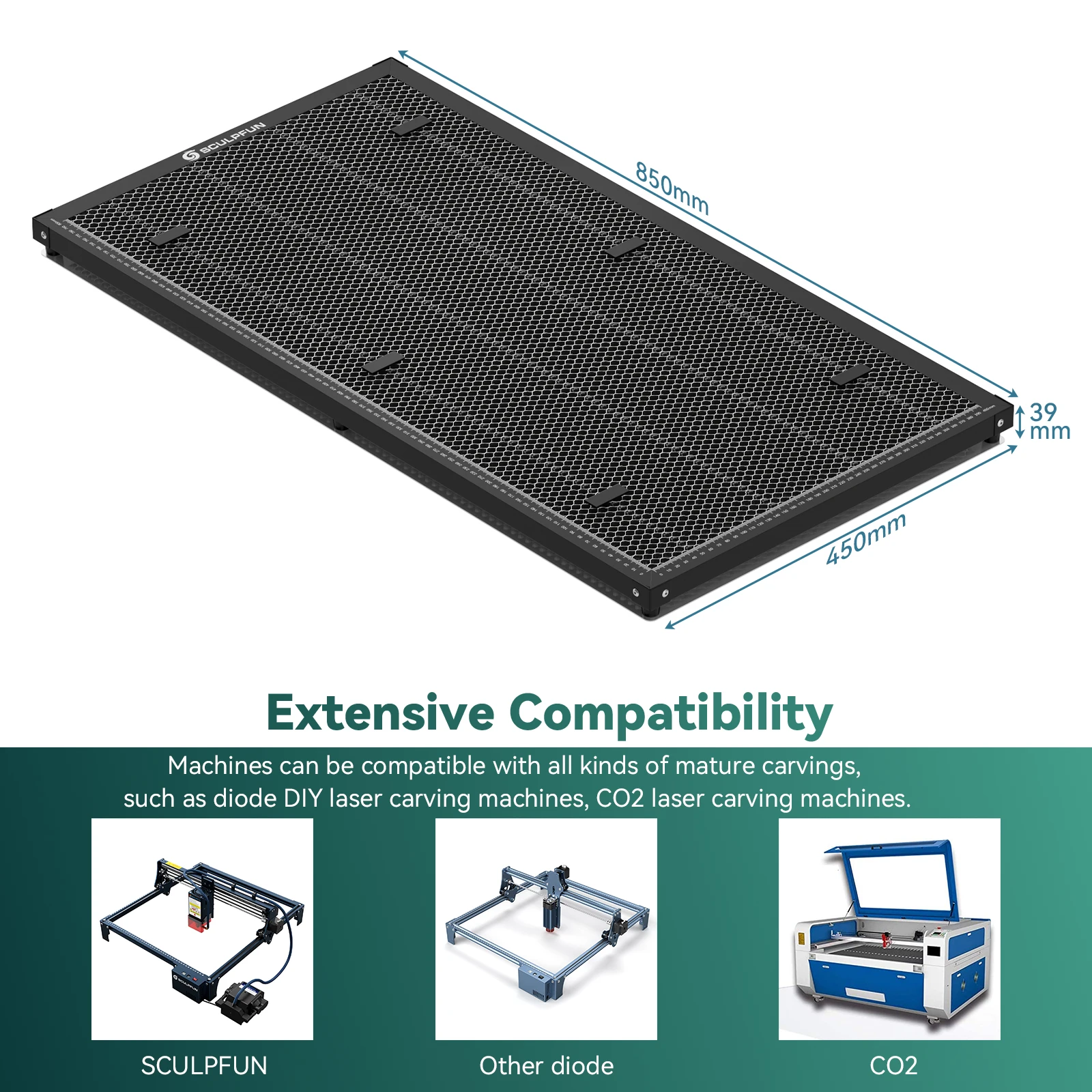 SCULPFUN 400x800mm Laser Cutting Honeycomb Panel H3 Workbench for Desktop Protection for Carving Wood/Leather/Metal/Acrylic