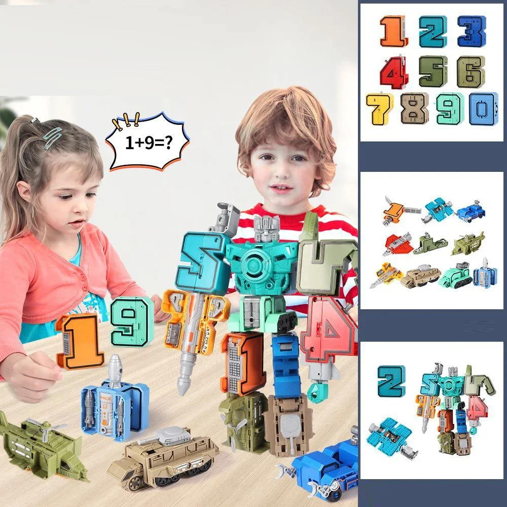 DIY-bouwstenen educatief speelgoed actiefiguur transformatie nummer robot vervorming robot speelgoed voor kinderen geschenken