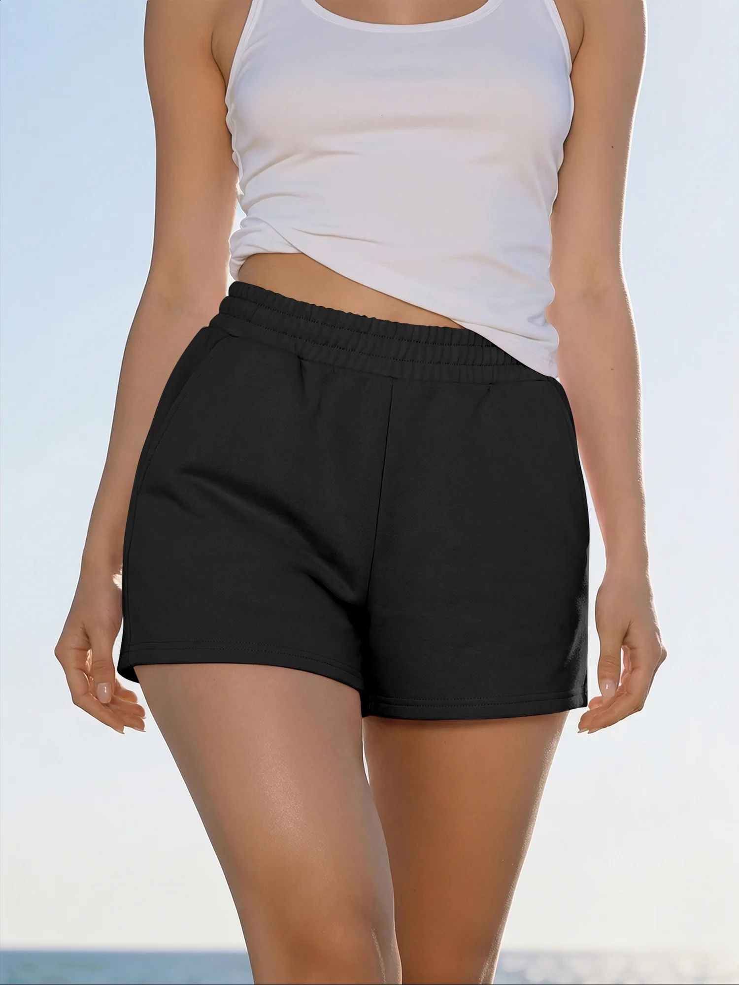 High Rise Pocket Sport Shorts, Breathable Casual Gym Pants for Running Hiking Outdoor Training Sessions