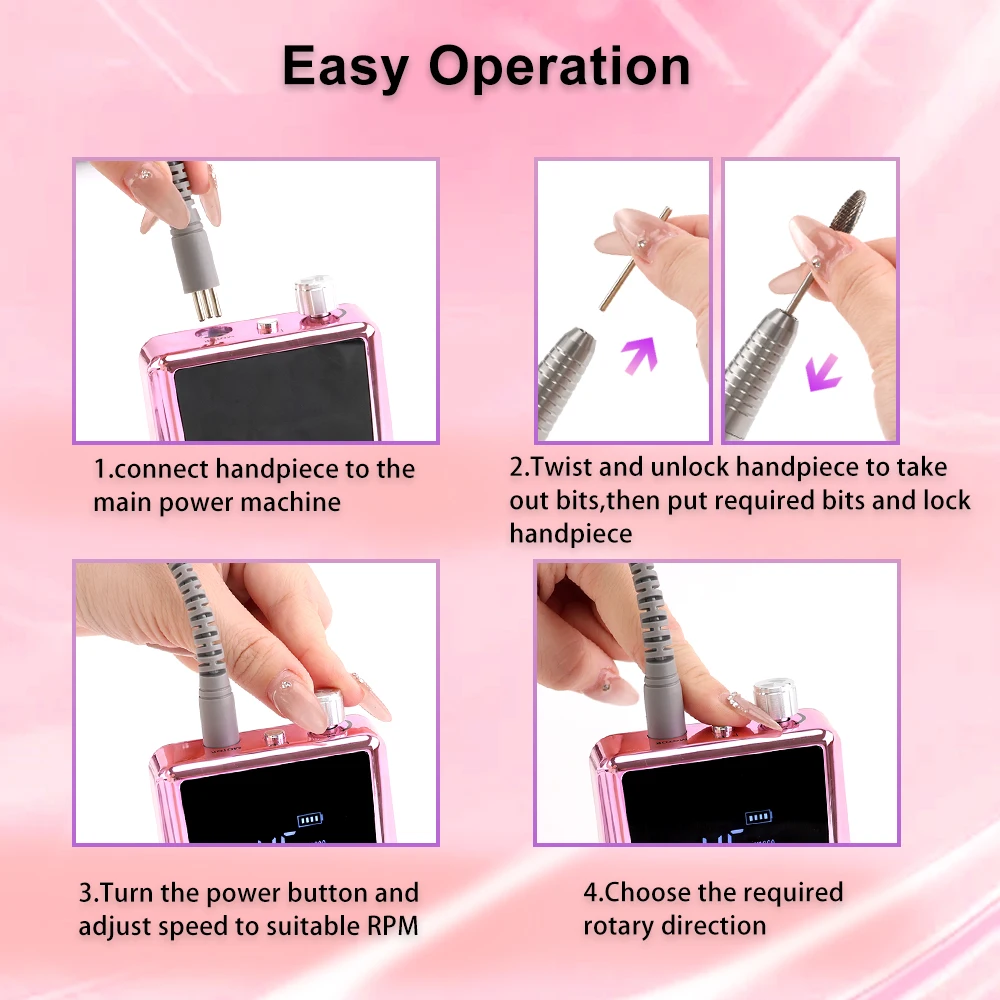 매니큐어를 위한 1개의 못 드릴 기계 45000 Rpm에 대하여 새로운 도착 고성능 85W 무브러시 Lcd 디스플레이 2