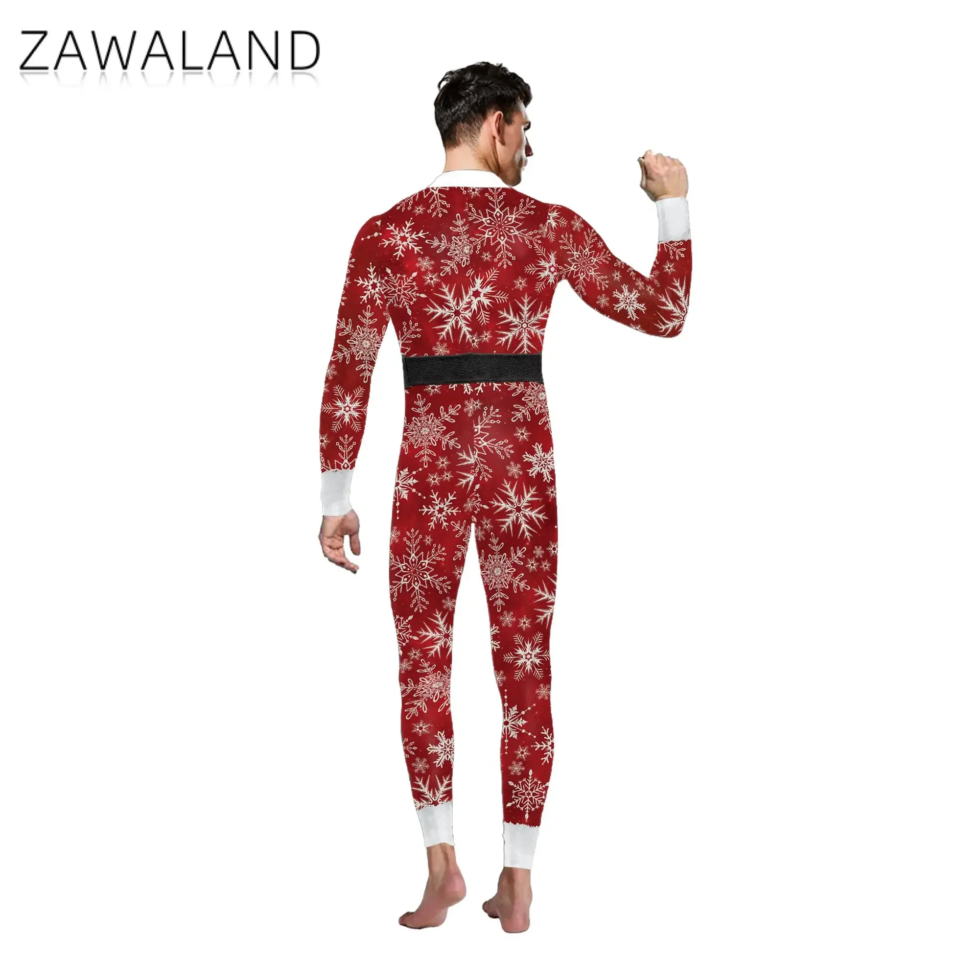 Zawaland Cosplay Kerstman Kostuum Mannen Vrouwen Xmas Carnaval Party Jumpsuit 3D Gedrukt Kerst Paar Zentai Body