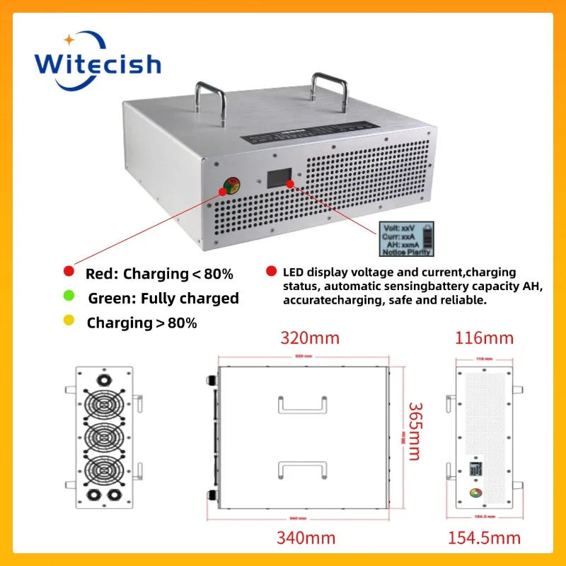 Lead-acid Charger 12V 24V 36V 48V 60V 72V 84V 96V Battery charger 100A 80A 60A Electric bus RV Electric boat Smart Fast Charger