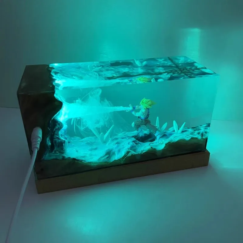 Figurine Dragon Ball Son Goku, 11cm, atmosphère de dessin animé lumineux, modèle créatif en résine, ornement de bureau, décorations, jouets pour enfants, cadeau