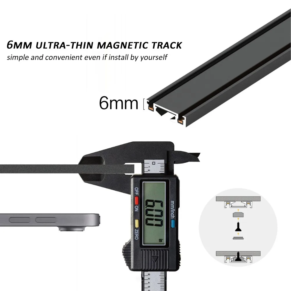 Luces LED inteligentes con Control remoto, iluminación de riel magnético, sistema de techo montado en superficie ultrafino de 6mm, reflector