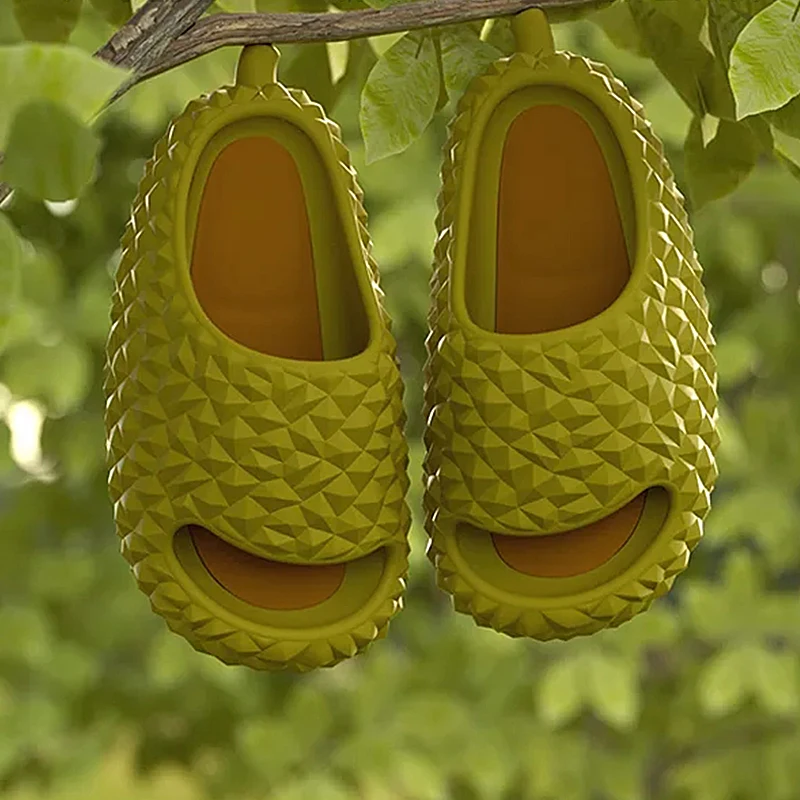 Stepping on Poop Feels Like Summer Fashion Durian Couple's Home Slippers, Internet Famous Women's Outdoor Wear Sandals image 6