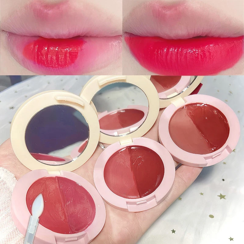 1pcs Moisturizer Lip Blam Clear Double Lip Jelly Muddy Texture Lasting Red Lips Gloss Canned Nourishing Anti-wrinkle Lips Makeup