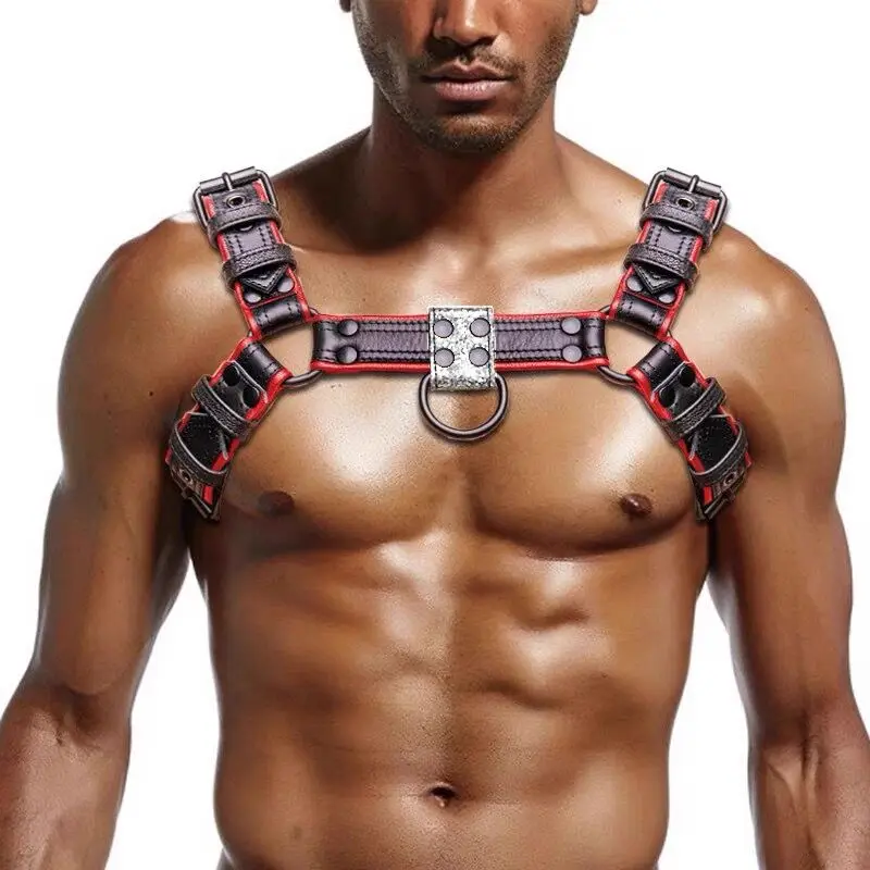 Fetish Gay Leather Chest Harness for men Adjustable Sexual Body Bondage Cage Harness Belts Rave Gay Clothing for Adult Sex