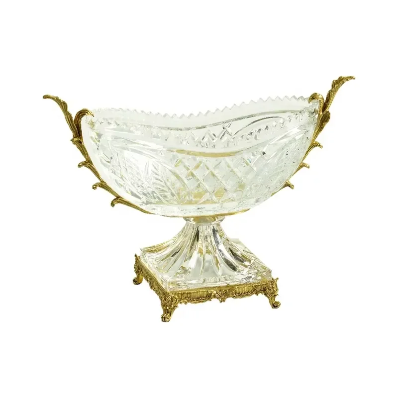 Home Decoration Europe Glass Salad Bowls Crystal Decorative Fruit Plates Bowl