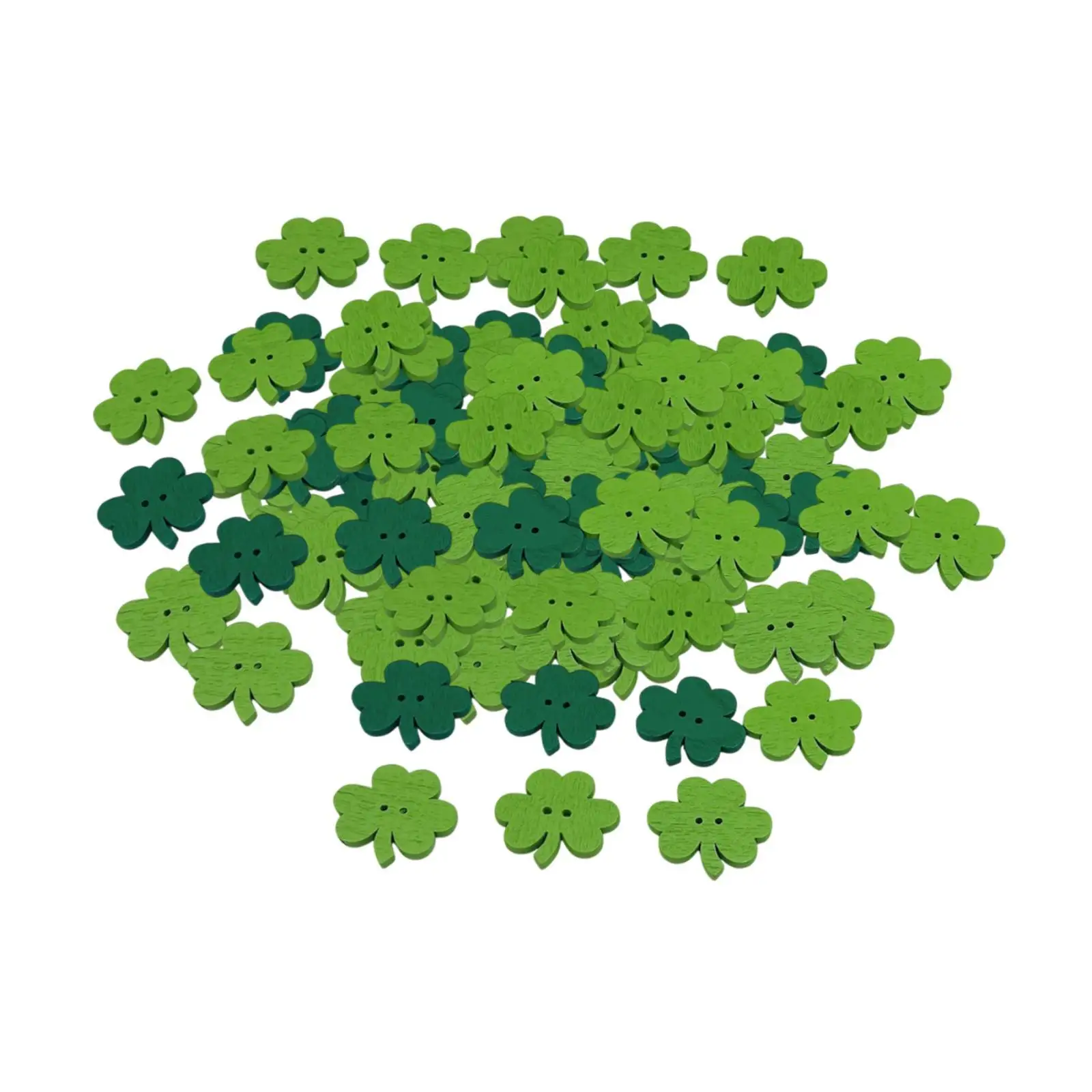 50 Pieces Green Shamrock Wood Buttons Scrapbooking Craft Supplies Decor for St Patrick's Day Sewing Clothes and DIY