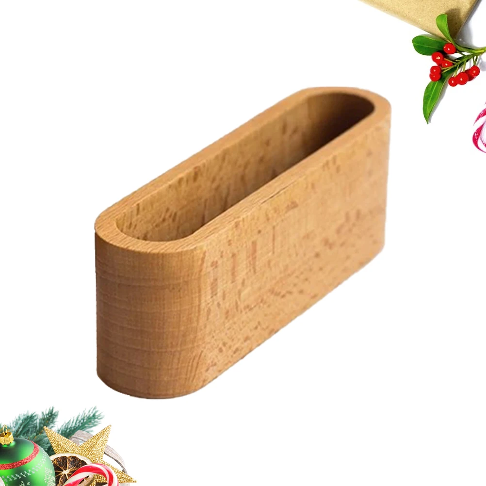

Compact Wooden Desktop Business Card Holder Organizer Rack Small Size Protective Base for Office Meetings Events