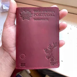 Portugalska skórzana okładka na paszport Retro bydlęca portugalska etui na paszport etui na paszport Unisex paszport portfel podróżny