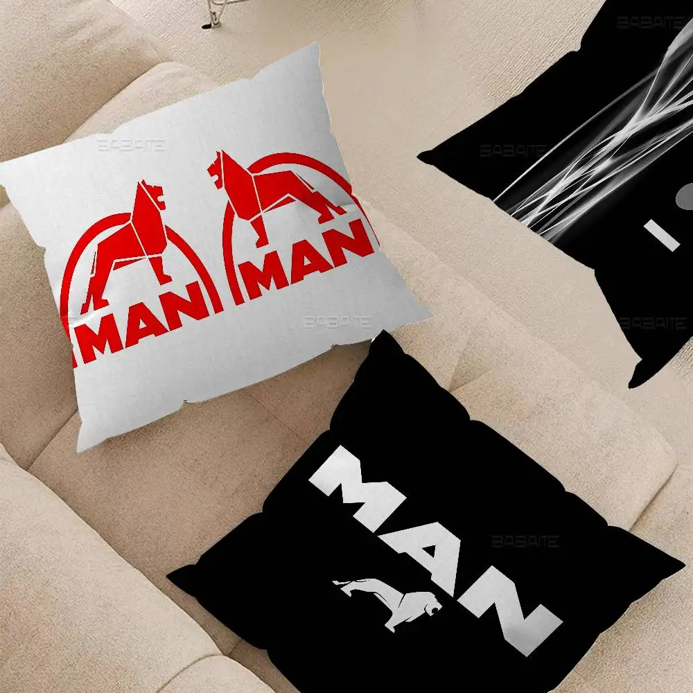 M-Man T-Truck Logo Pillow Covers Cartoon Sofa Decorative Home Double-sided Printing Short Plush Cute Cushion Cover