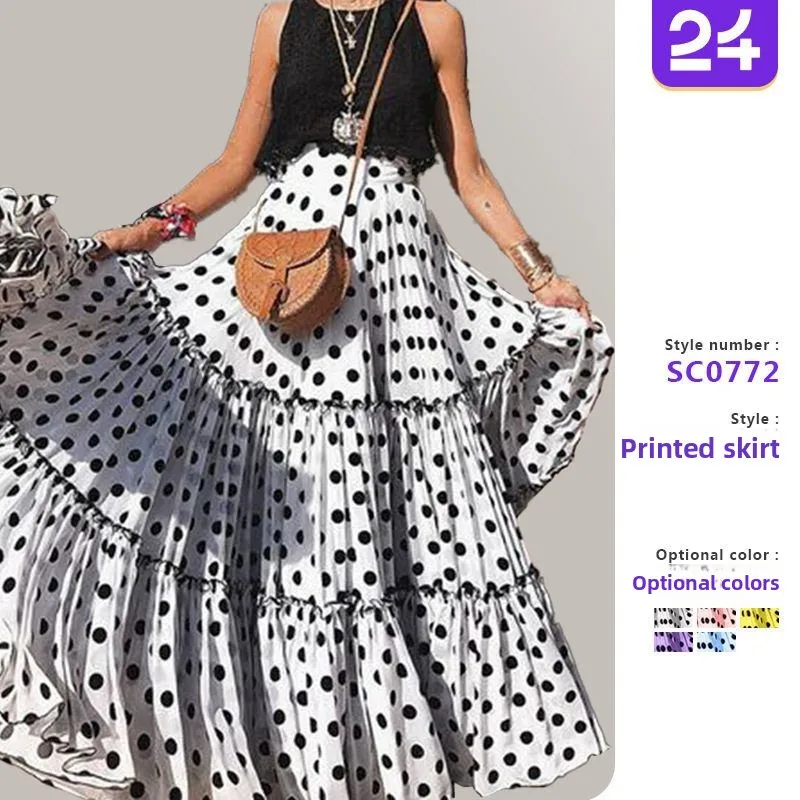 2025 nova wi feminino solto a linha midi saia bolinhas multi-camadas verão outono faion conjunto estudante orm trabalho outfit