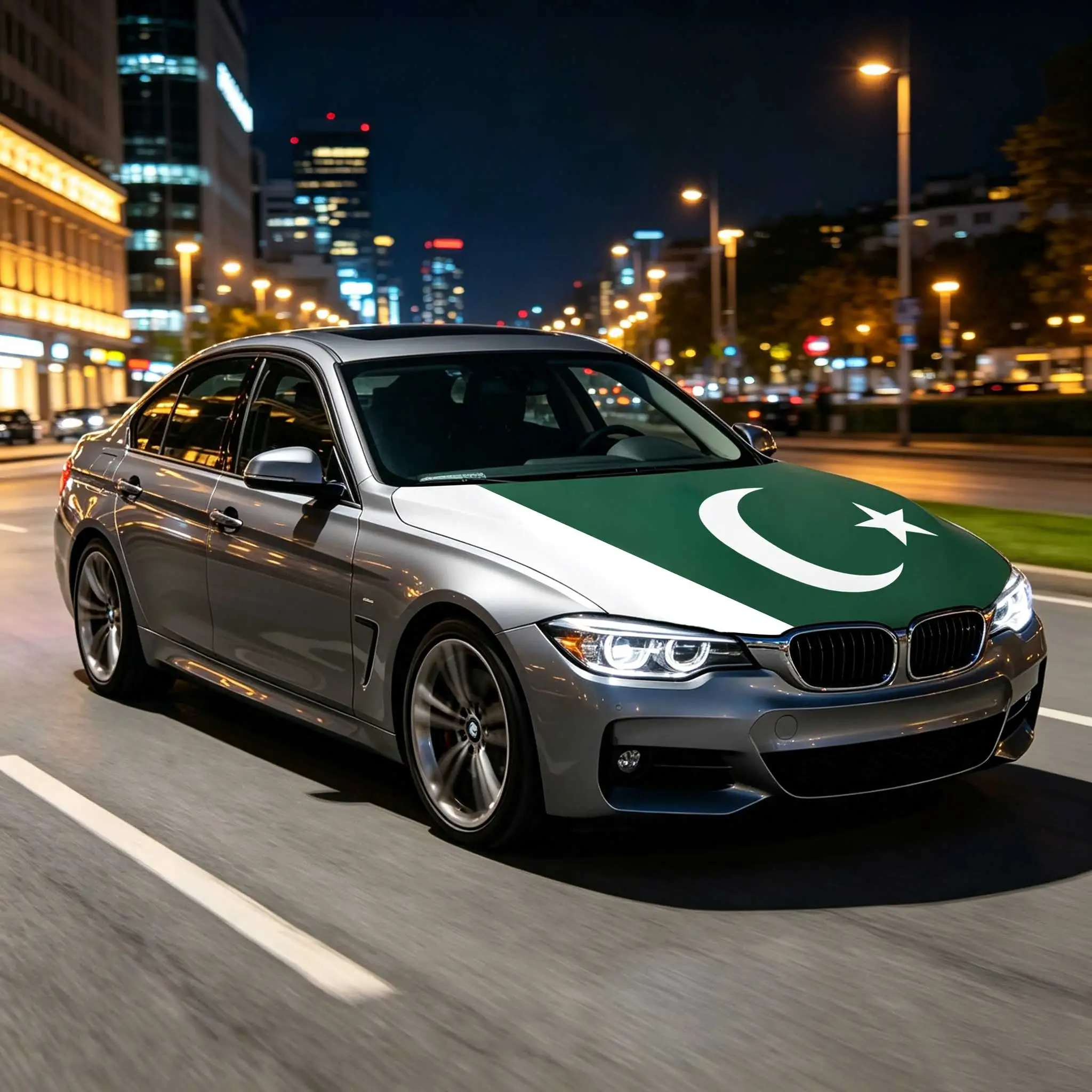 3.8x5.3fts National Pakistan Flag Pakistani Banner Car Hood Cover Flag Elastic Fabrics Engine Cover For Decoration