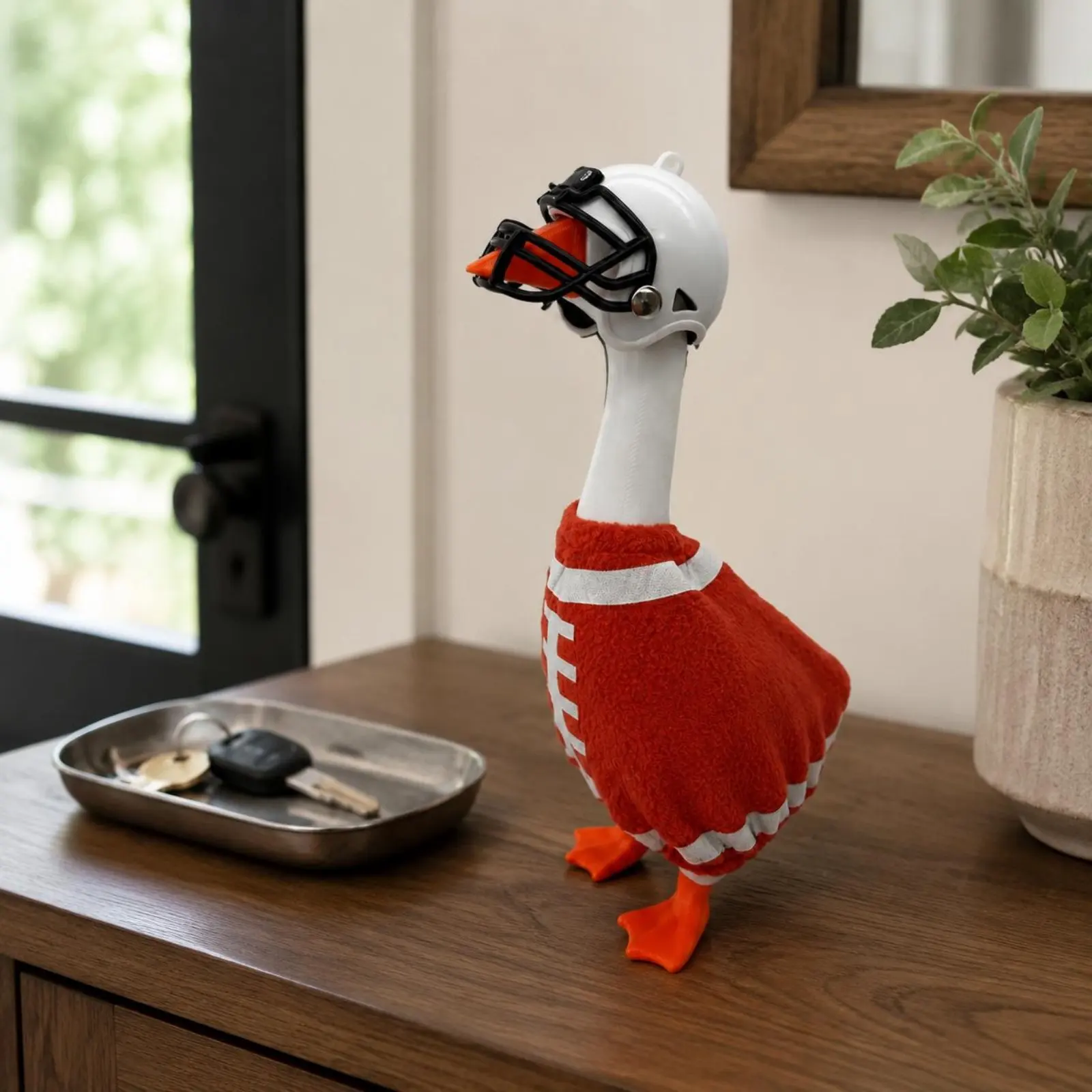 Football Goose Costume Face Grille Goose Figurine Costume Lace-Print Sports Theme