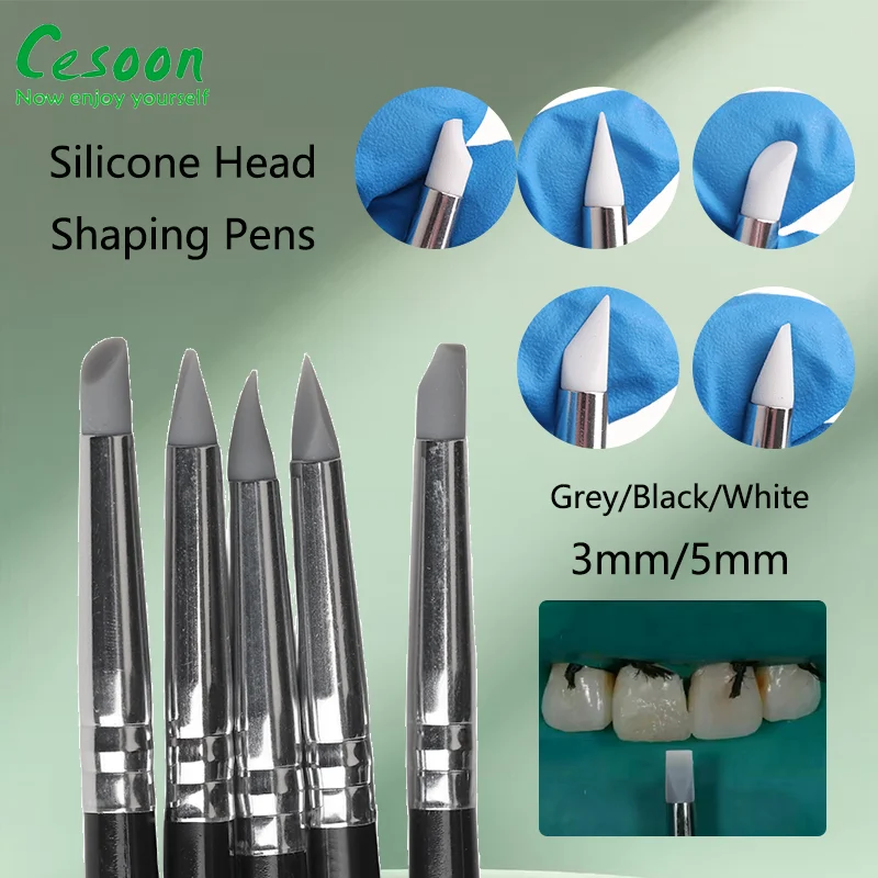 Pinceles de resina de silicona para dar forma Dental, herramienta para dientes de porcelana, cemento compuesto adhesivo, cabezal de 5mm, pinceles de arte suave para odontología