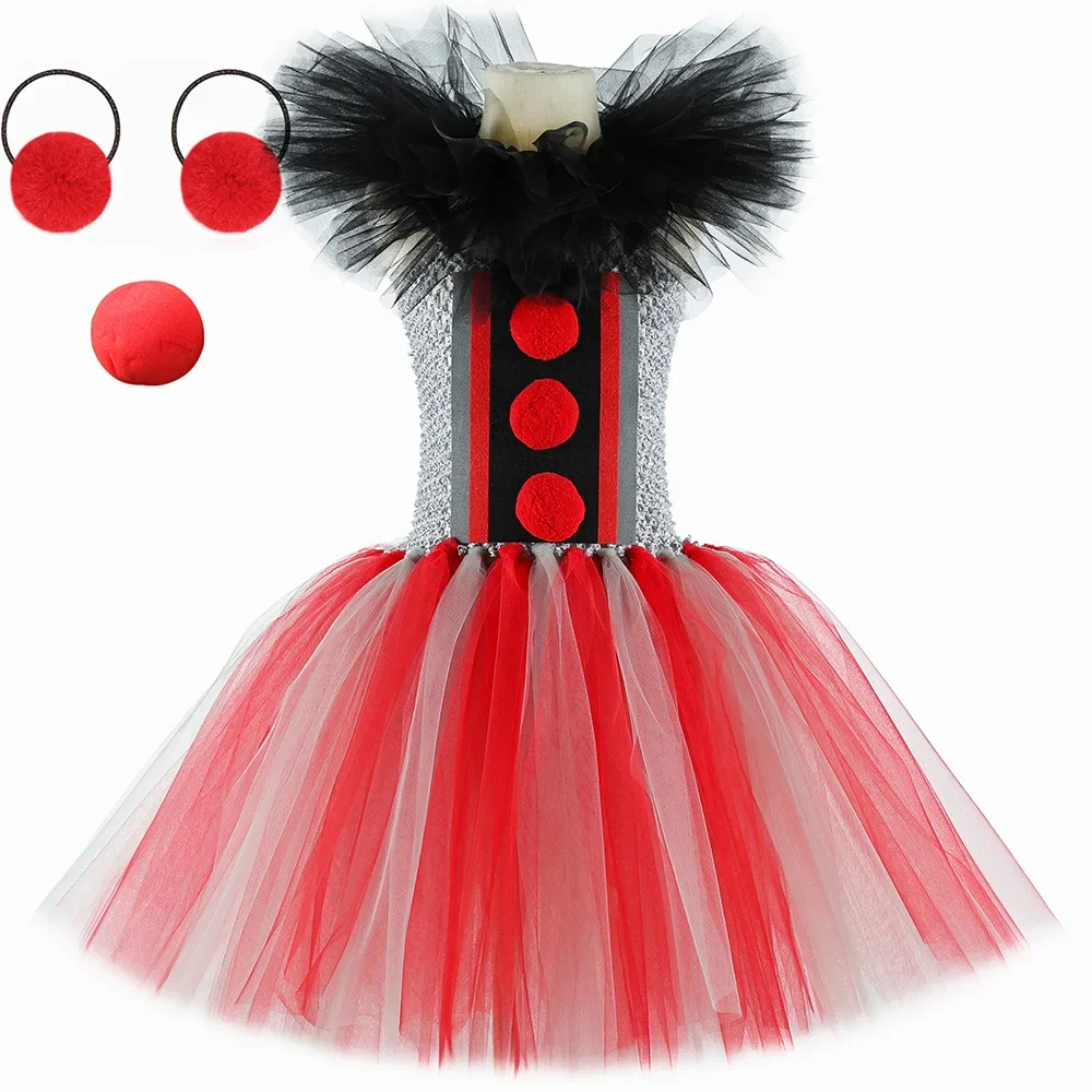 Halloween Scary Clown Costumes para meninas, palhaços assassinos, vestido Tutu assustador para crianças, festa de carnaval, roupas de terror