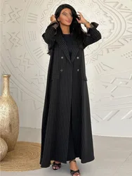 Eid Muslim Women Cardigan Abaya Long Coat Dress Turn Down Collar Moroccan Kaftan Abayas Robe Islamic Clothing Ramadan Jackets