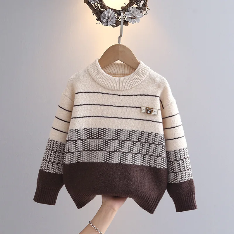 

Boys Knitted Sweaters Spring Autumn 2025 Children Woolen Jersey Clothing Tops For Baby Outerwear Kids Pullover Sweater Outfits 8