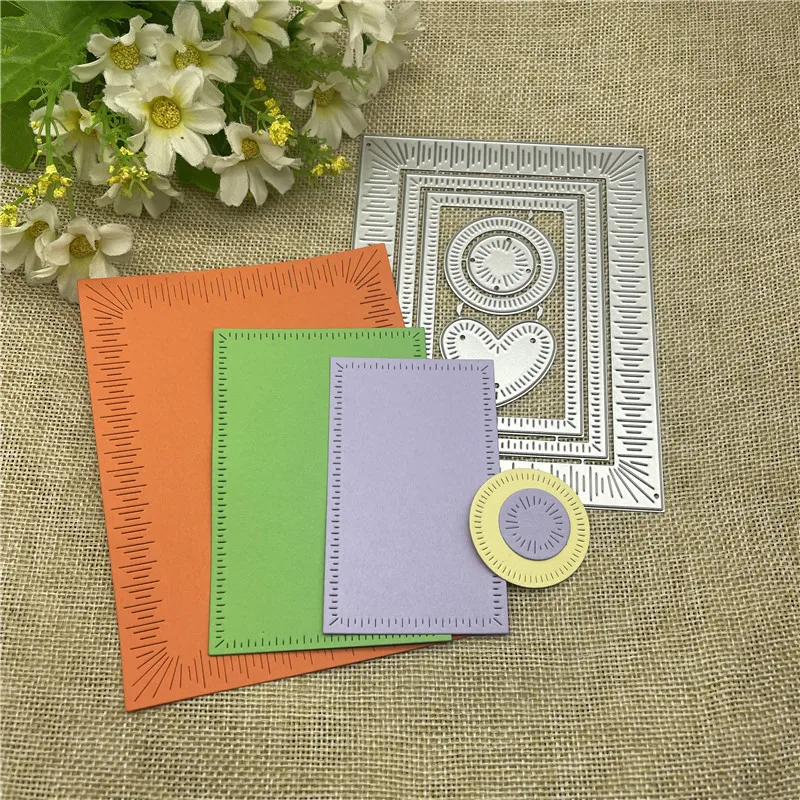 Vierkante Achtergrond Metalen Stansmessen Mal Rond Gat Label Tag Plakboek Papier Ambachtelijke Mes Mal Punch Stencils Dies