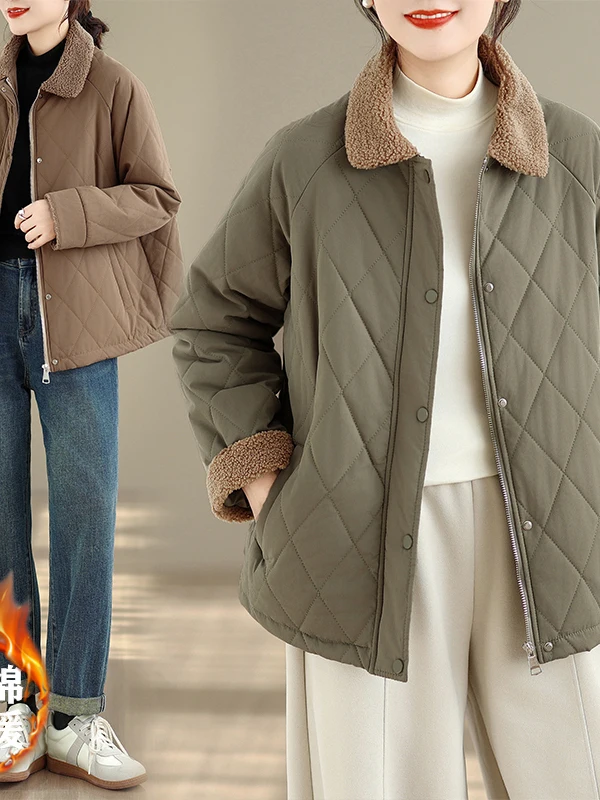 

Повседневное свободное женское пальто из стеганого меха ягненка Sli, корейское хлопковое пальто с каптой Thiened Long Sve, зимняя верхняя одежда