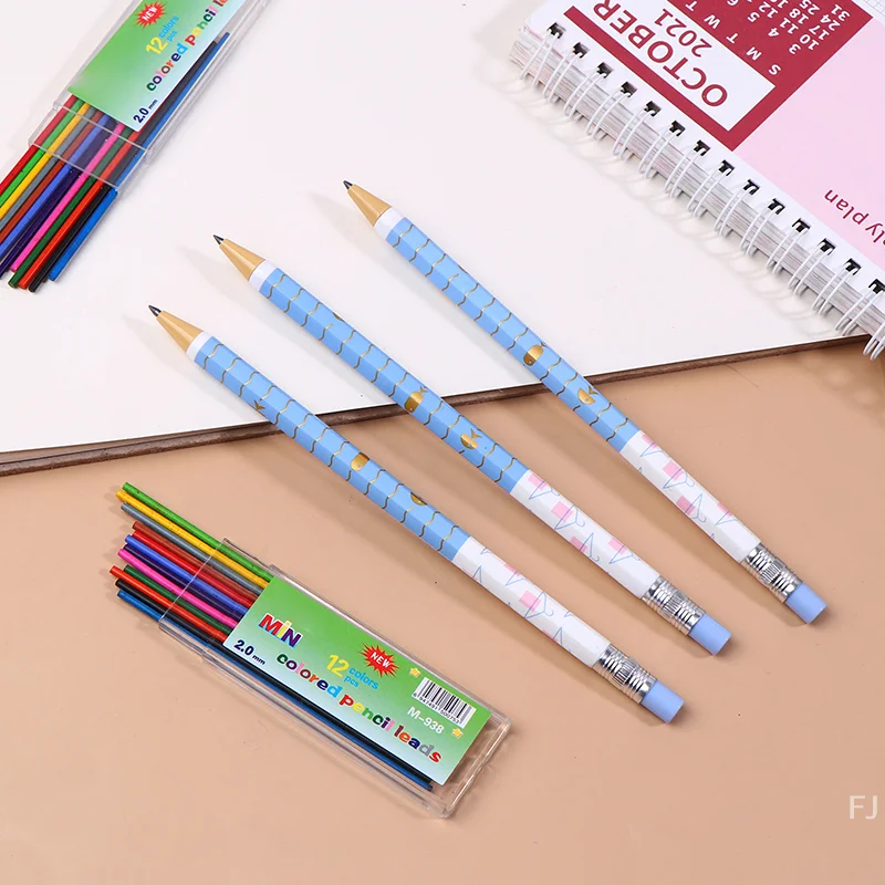 [YU] 1 Zestaw Ołówków Krawieckich do Znaczenia Materiałów 12 Kolorów Wkłady Wielokrotnego Użytku Wymienne Rdzenie do Pisania DIY Akcesoria do Szycia