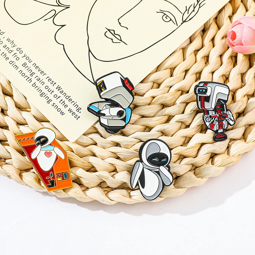 ديزني Wall-E EVE روبوت شارات معدنية دبابيس التلبيب حقيبة الظهر ملحق شخصية كرتونية زينة فكرة هدية العيد #4