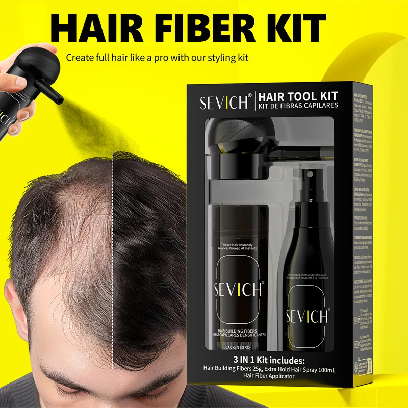 Hair Building Fiber Set Cover Sparse Hair Bald Spots Hair Loss Fiber Refill Spray Hair Fiber Powder Applicator Hair Thinning
