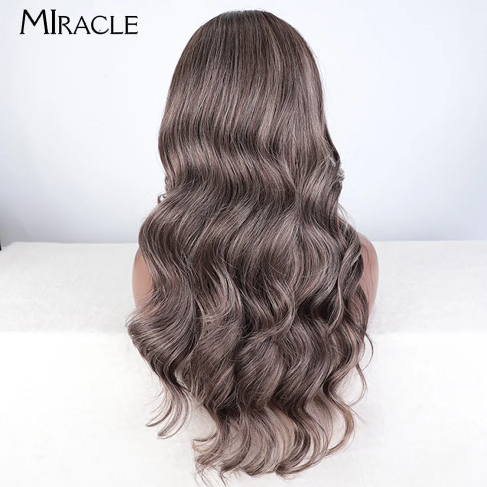 MIRACLE 13X4 Lace Wigs for Black Women Synthetic Lace Front Wig 30 Inch Body Wave Cosplay Wig Wavy Female Wigs Heat Resistant