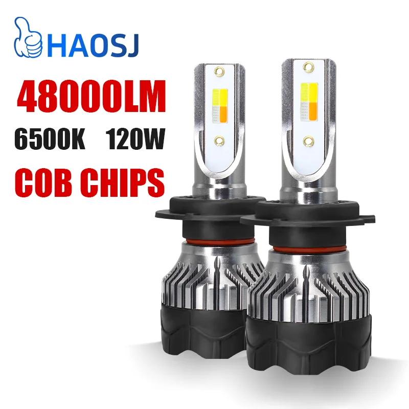 

HAOSJ Car Light 9005/HB3 9006/HB4 H1 H7 H4 H11 Super Power EMC Canbus Led Headlight 2PCS Turbo Auto Lamps 12V 6500K Fog Lights