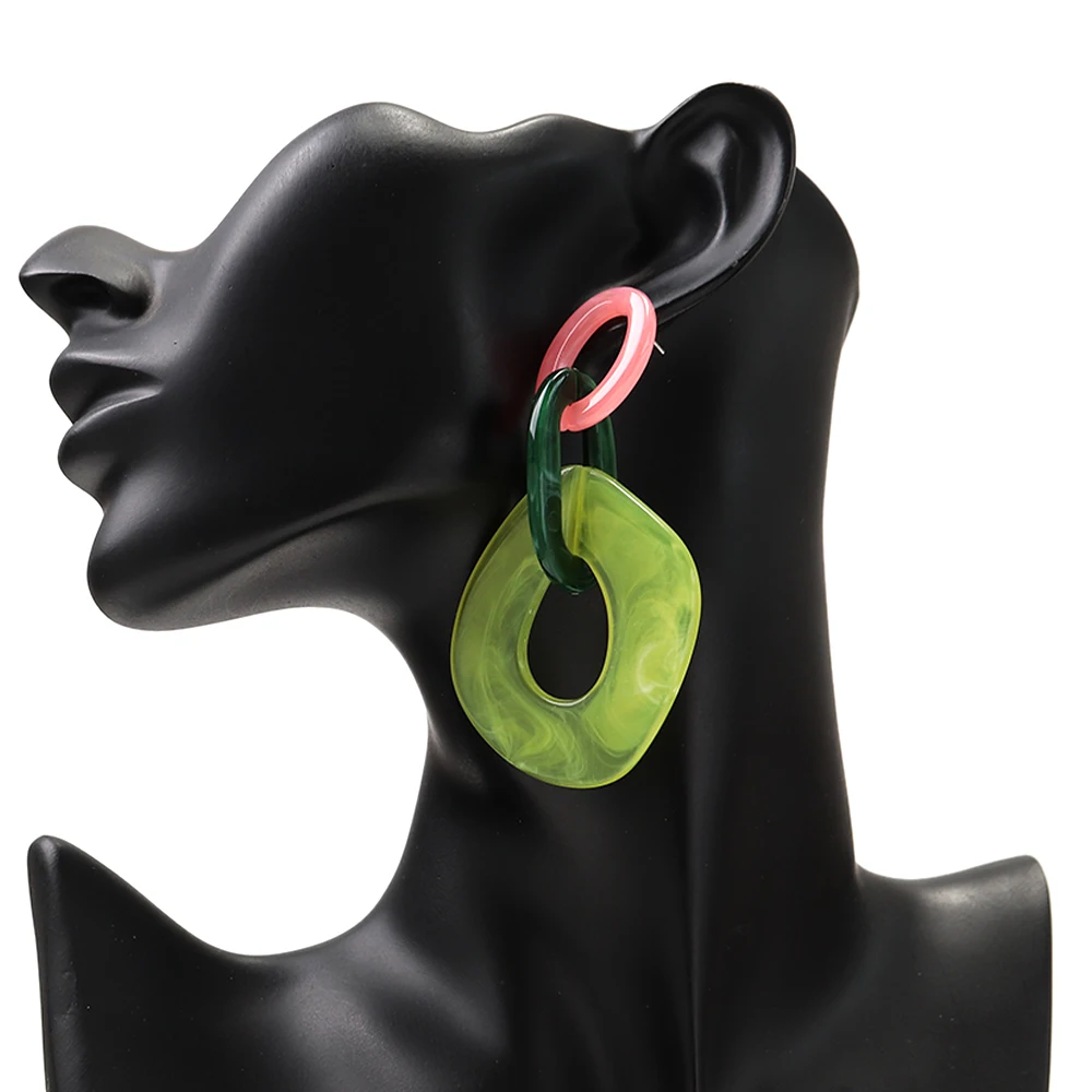 Trendy Leopard Acryl Geometrische Link Anhänger Ohrringe für Frauen Elegante Große Unregelmäßige Baumeln Ohrring Partei Schmuck 2026 Geschenke – Detail 10